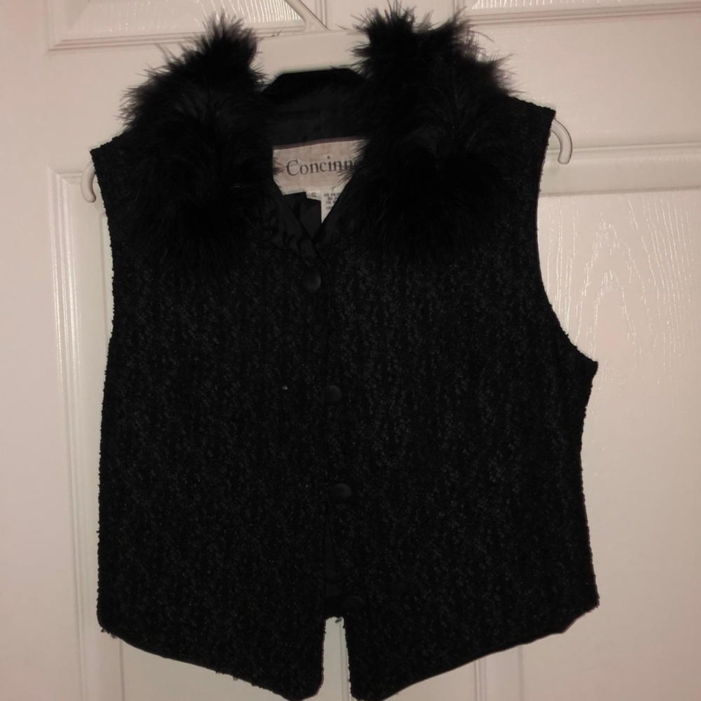 1990 Vintage Vest with fur collar